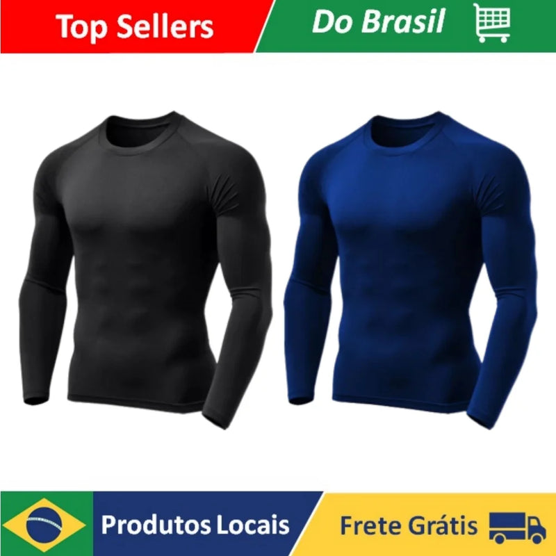 Pacote de 2 camisetas de proteção térmica, ciclismo solar, compressão, segunda pele, tecido UV gelado, 50 + várias cores, atacado