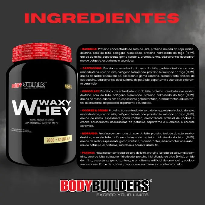 Whey Protein Waxy Whey Pot 900g + Power Creatine 100G + Cocktail Shaker-Bodybuilders Gym Bodybuilding Kit