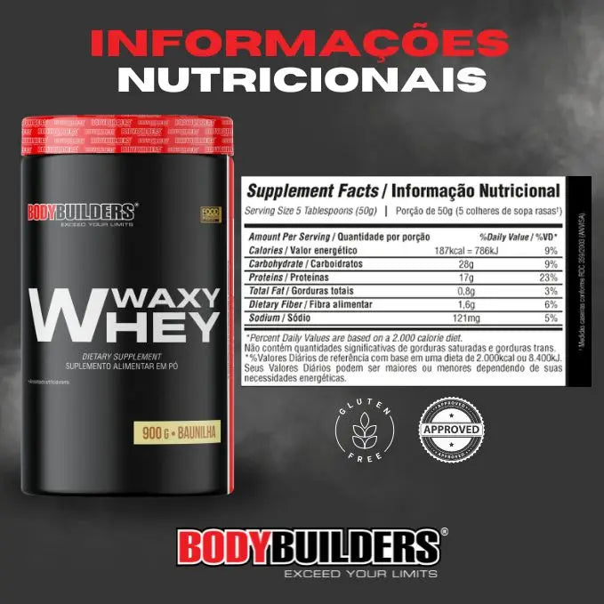 Kit 2x Whey Protein Waxy Whey 900g + 2x Power Creatine 100G + BCAA 4.5 100G + Cocktail Shaker-Bodybuilders