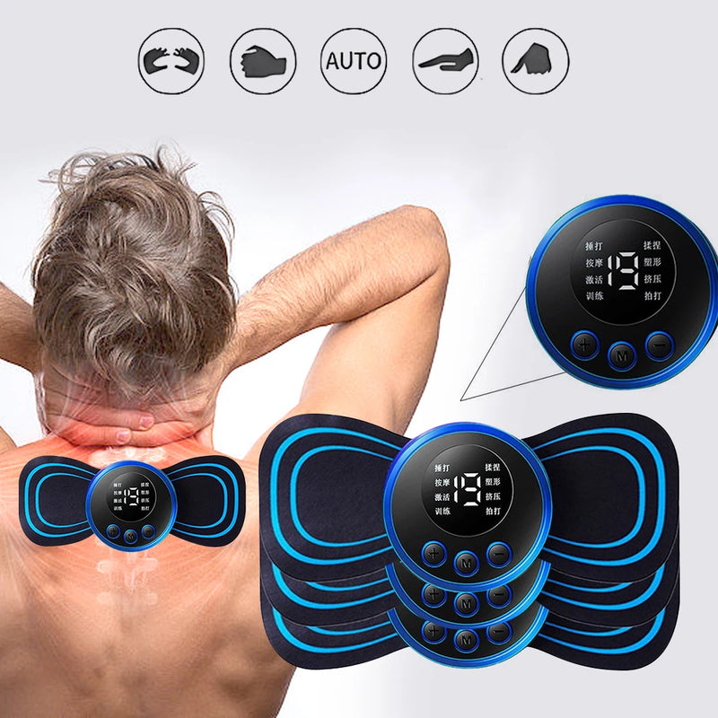 Mini massageador elétrico portátil EMS de estimulação do pescoço para alívio da dor muscular cervical