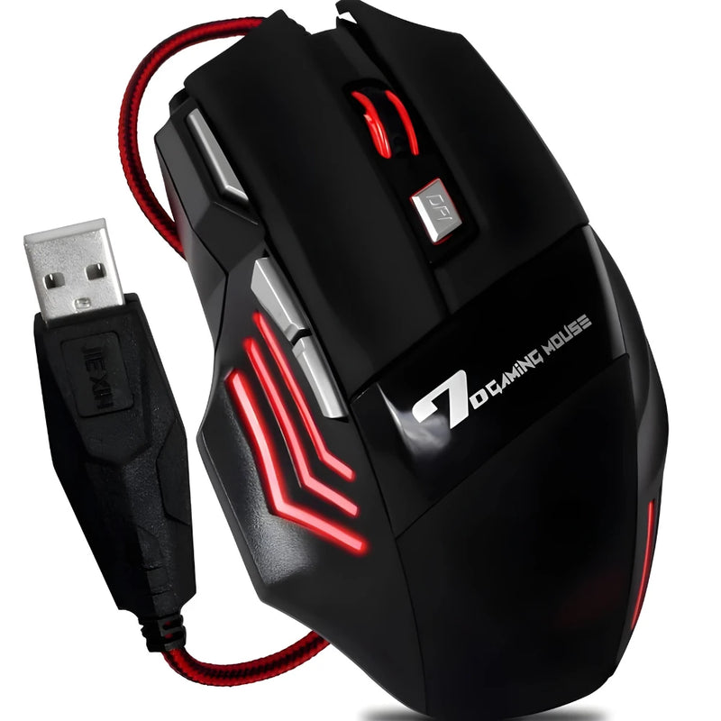 Mouse Gamer Laser Led Usb 7 Botões Profissional