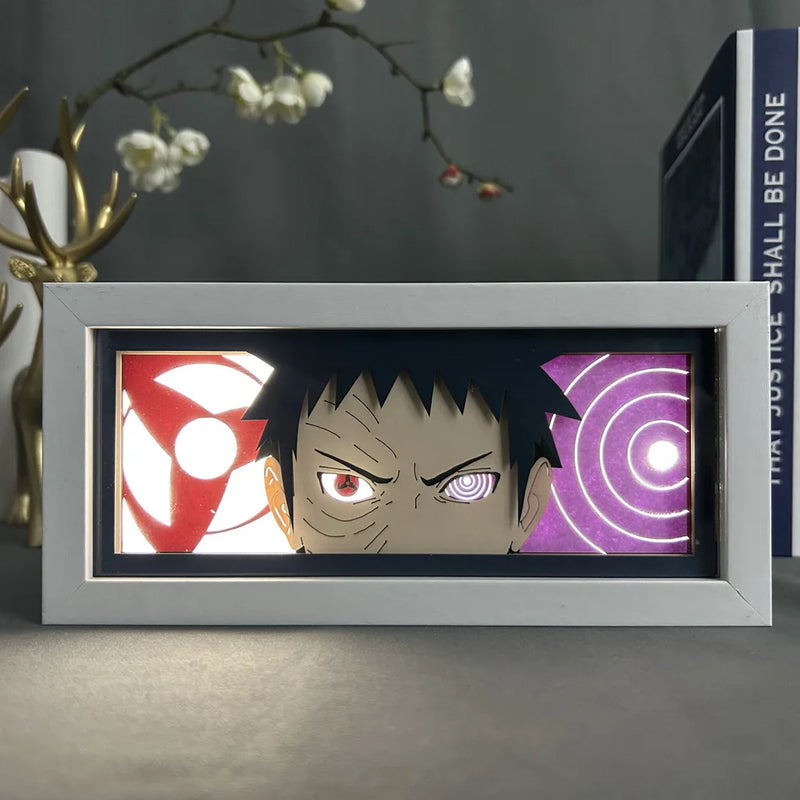 3D Anime LED Light Box Naruto Uzumaki Gaara Uchiha Obito Itachi Action Figure Toys Room Decoration Lamp Shippuden Kids Gift