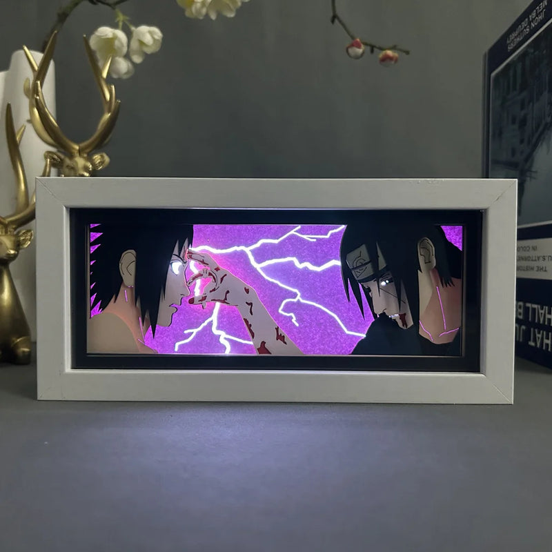 3D Anime LED Light Box Naruto Uzumaki Gaara Uchiha Obito Itachi Action Figure Toys Room Decoration Lamp Shippuden Kids Gift