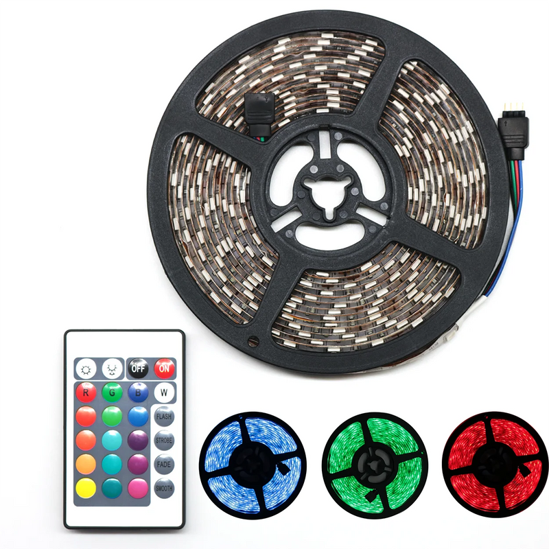 Rolo de Fita Led Rgb 5050 5m Ip65 + Controle + Fonte 12v Bivolt